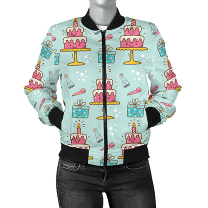 Cake Pattern Print Design 06 Women's Bomber Jacket