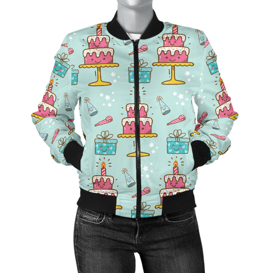 Cake Pattern Print Design 06 Women's Bomber Jacket