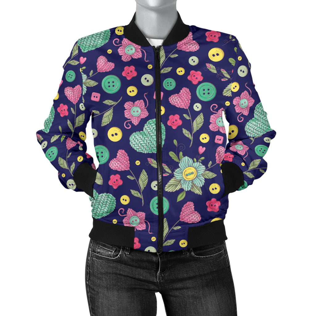 Crochet Pattern Print Design 02 Women's Bomber Jacket