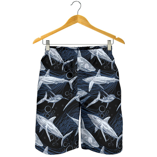 Shark Print Pattern Mens Shorts