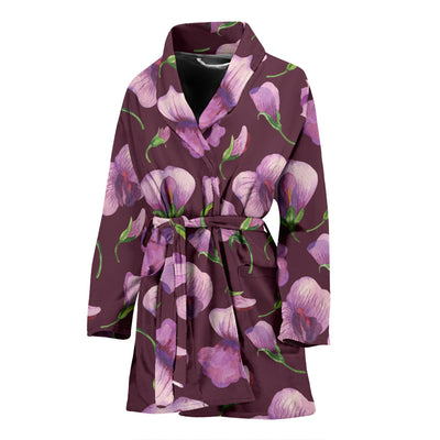 Peony Pattern Print Design PE010 Women Bathrobe