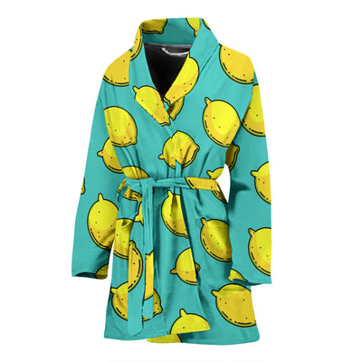 Lemon Pattern Print Design LM04 Women Bathrobe