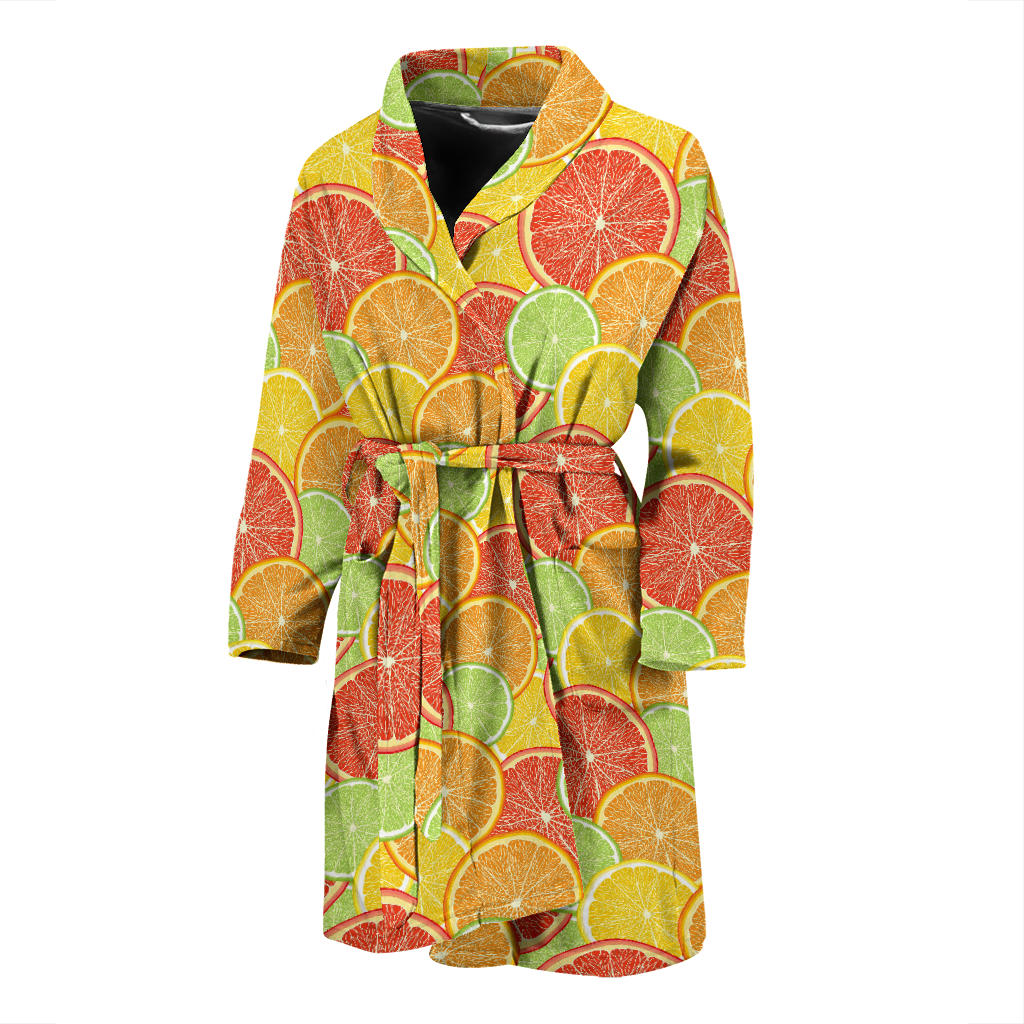 Grapefruit Pattern Print Design GF01 Men Bathrobe