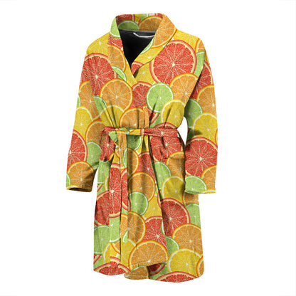 Grapefruit Pattern Print Design GF01 Men Bathrobe