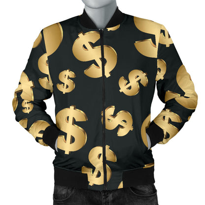 Dollar Pattern Print Design DO04 Men Bomber Jacket