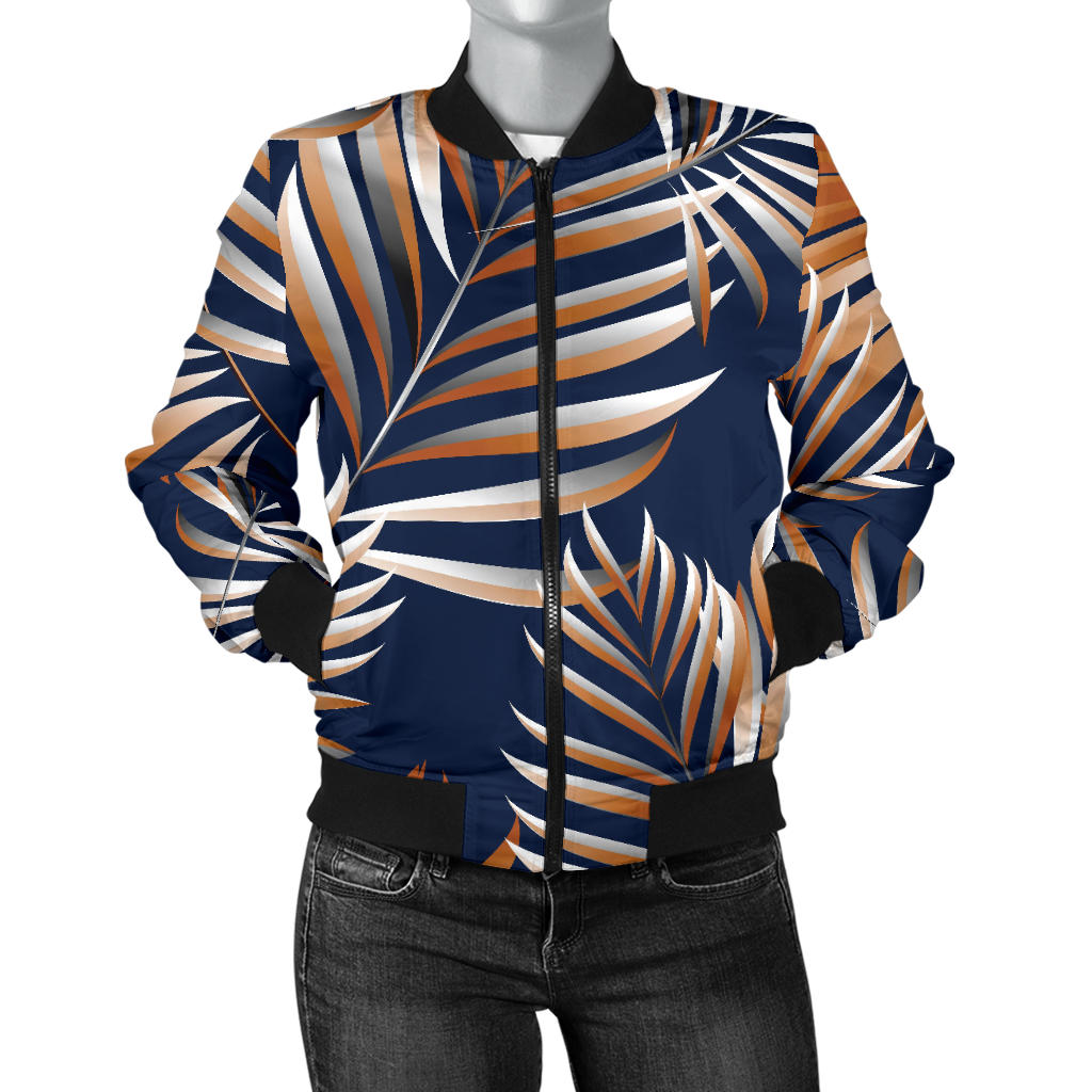 Tropical Flower Pattern Print Design TF07 Women Bomber Jacket