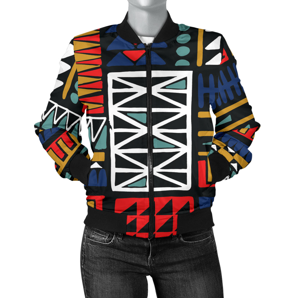 Kente Pattern Print Design 02 Women's Bomber Jacket