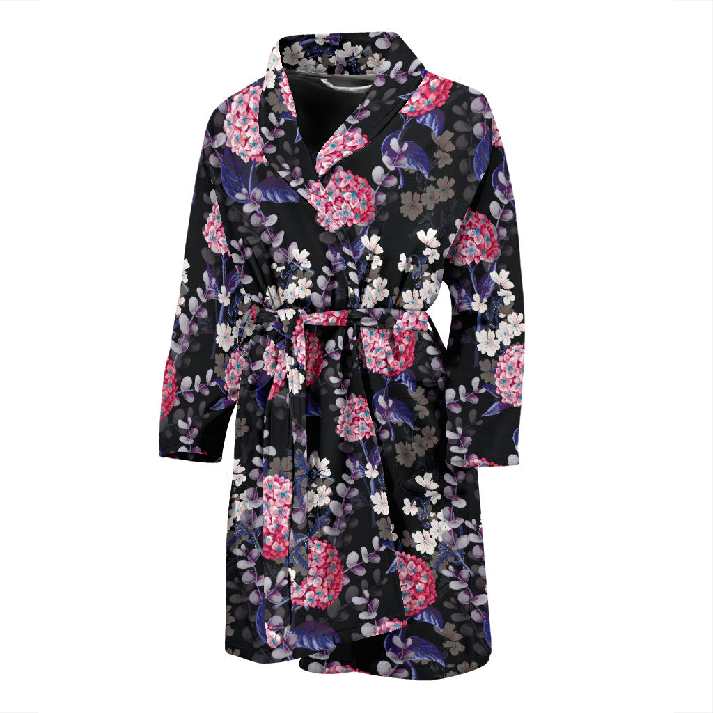 Hydrangea Pattern Print Design HD04 Men Bathrobe