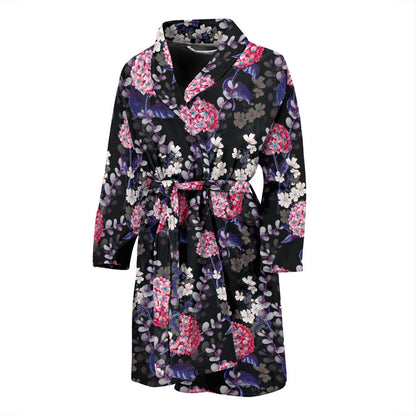 Hydrangea Pattern Print Design HD04 Men Bathrobe