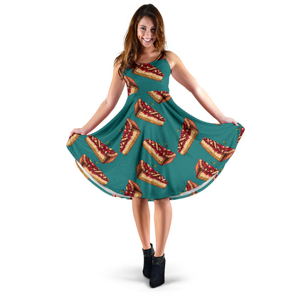 Cheesecake Cherry Pattern Print Design CK03 Midi Dress