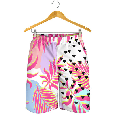 Pink Tropical Palm Leaves Mens Shorts