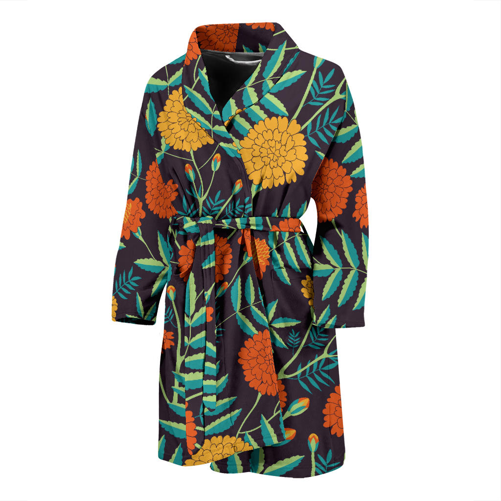 Marigold Pattern Print Design MR01 Men Bathrobe