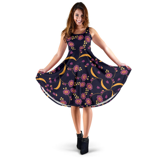 Anemone Pattern Print Design AM012 Midi Dress
