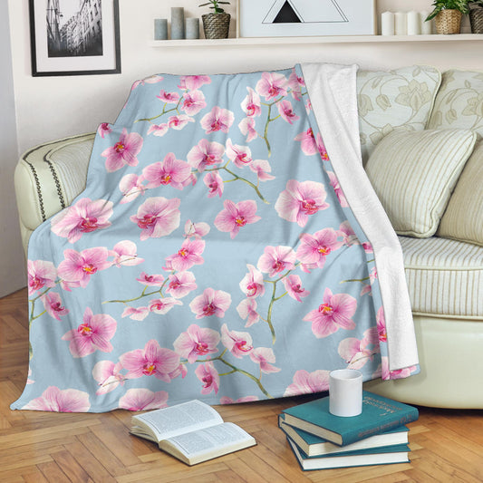Orchid Pink Pattern Print Design OR01 Fleece Blanket
