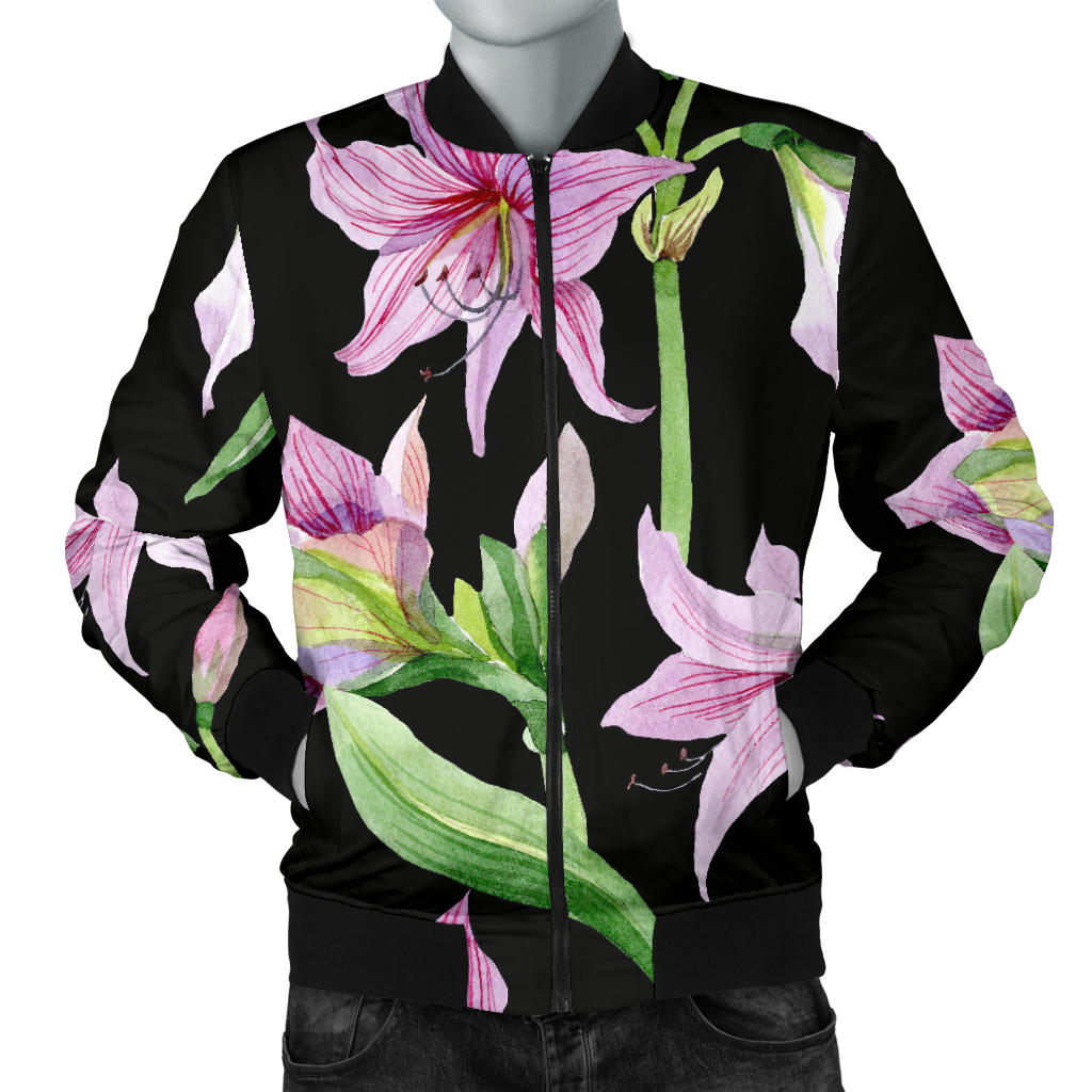 Amaryllis Pattern Print Design AL08 Men Bomber Jacket