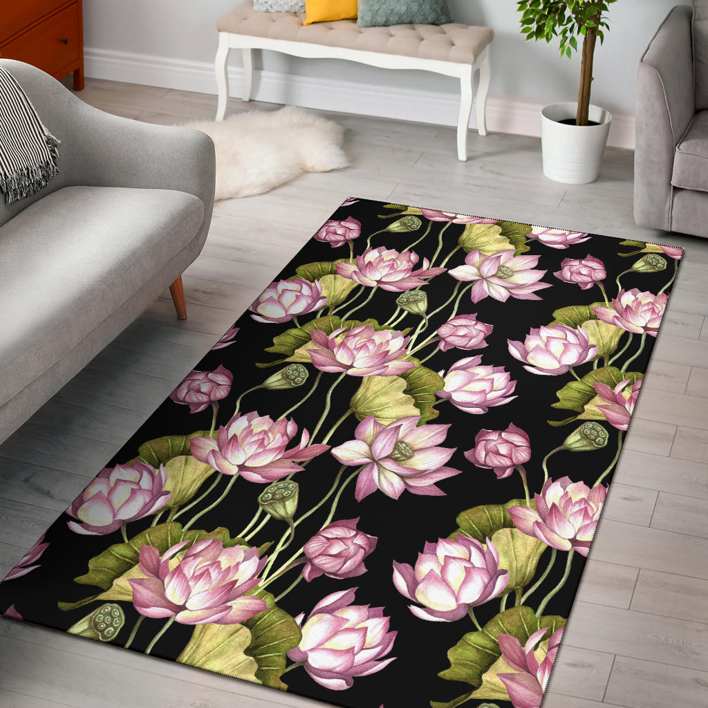 Water Lily Pattern Print Design WL06 Area Rugs