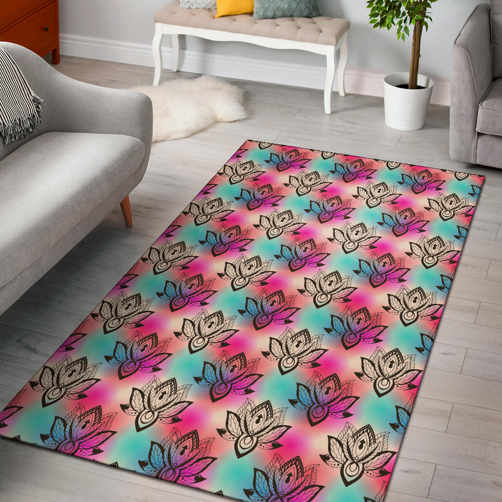 Lotus Boho Pattern Print Design LO02 Area Rugs