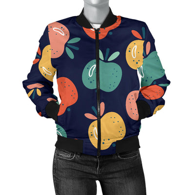 Apple Pattern Print Design AP09 Women Bomber Jacket