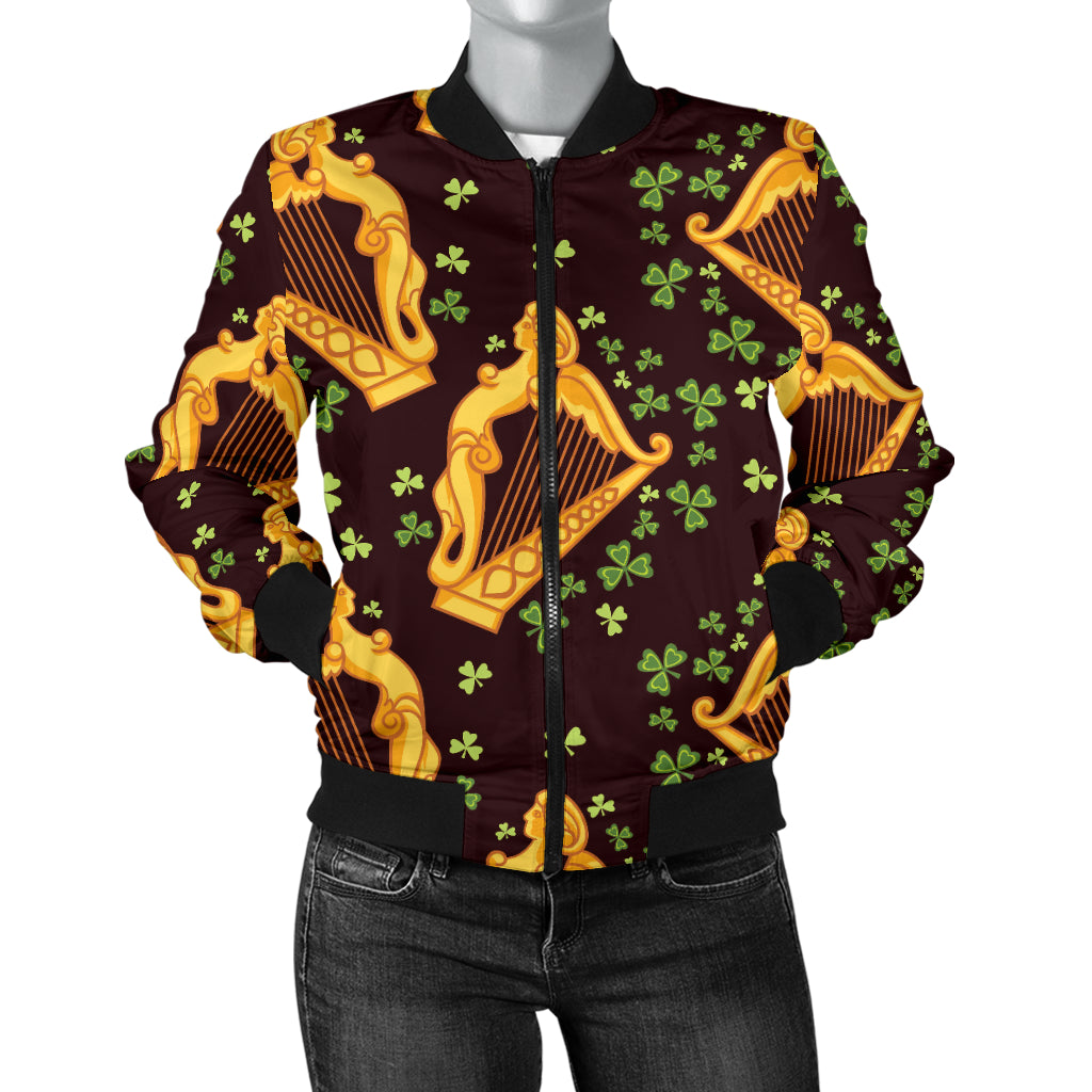 Harp Pattern Print Design 02 Women's Bomber Jacket