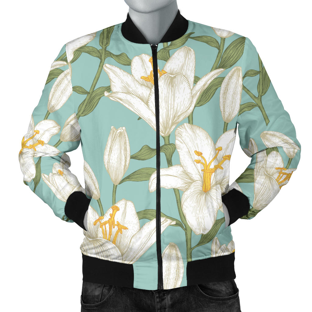 Lily Pattern Print Design LY09 Men Bomber Jacket