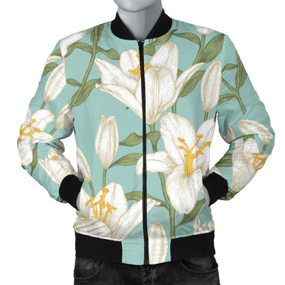 Lily Pattern Print Design LY09 Men Bomber Jacket