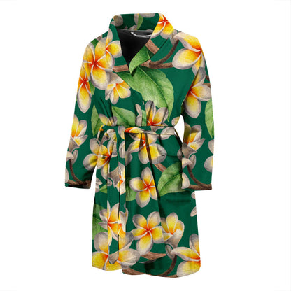 Plumeria Pattern Print Design PM07 Men Bathrobe