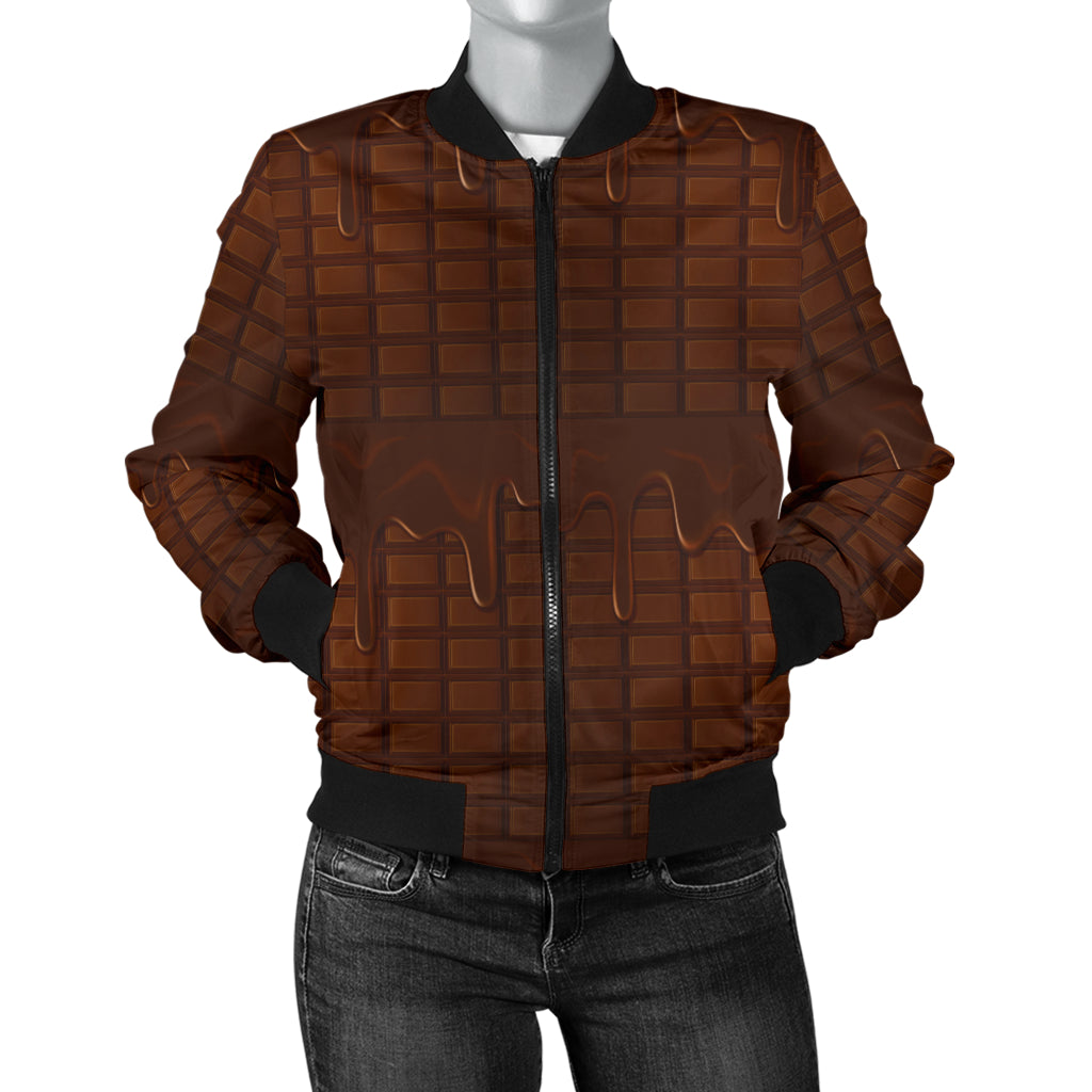 Chocolate Pattern Print Design 01 Women's Bomber Jacket