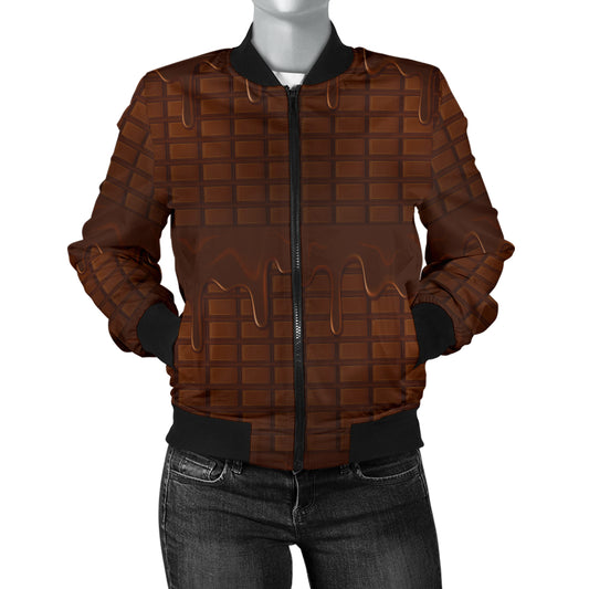 Chocolate Pattern Print Design 01 Women's Bomber Jacket