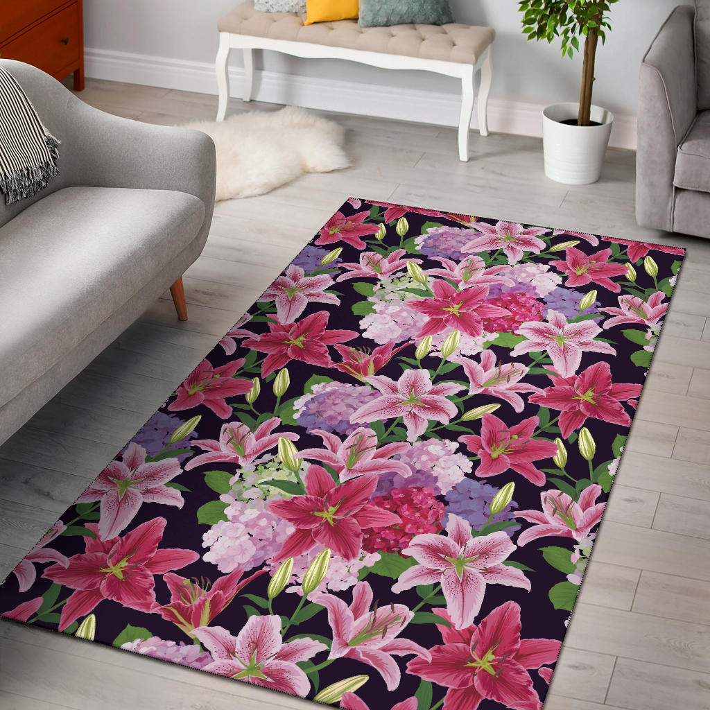 Lily Pattern Print Design LY017 Area Rugs