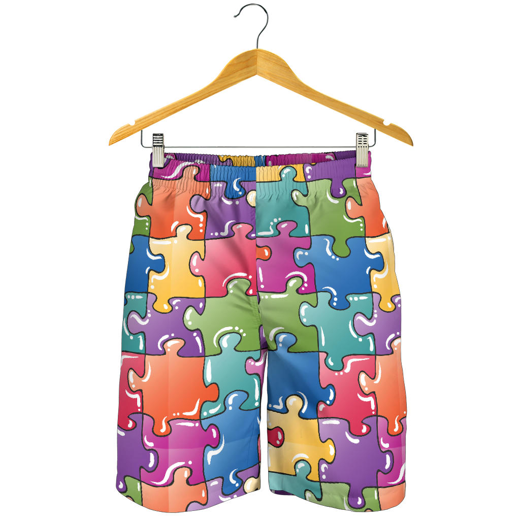 Puzzle Pattern Print Design A05 Mens Shorts