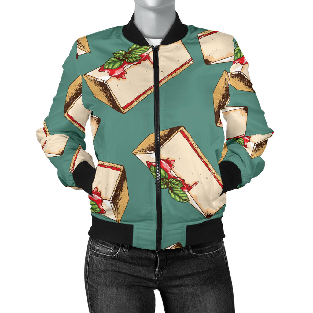 Cheesecake Pattern Print Design CK02 Women Bomber Jacket