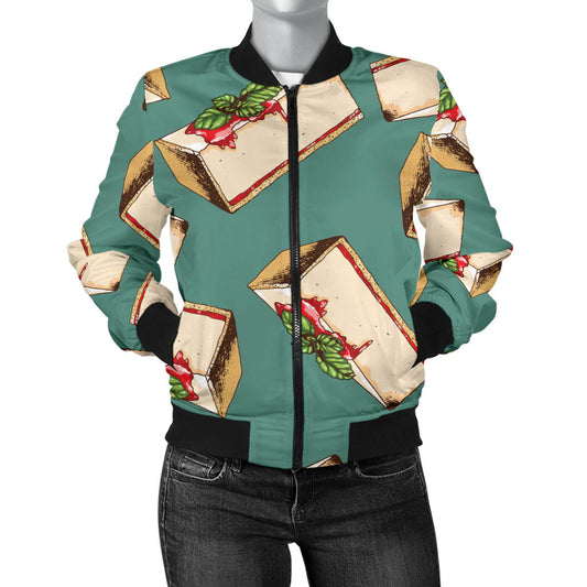 Cheesecake Pattern Print Design CK02 Women Bomber Jacket