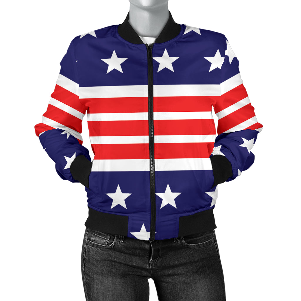 Patriotic Pattern Print Design A04 Women's Bomber Jacket
