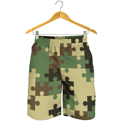 Puzzle Camo Pattern Print Design A03 Mens Shorts