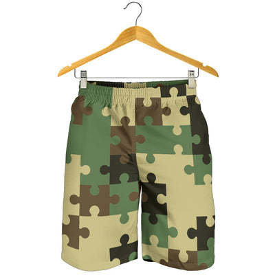 Puzzle Camo Pattern Print Design A03 Mens Shorts