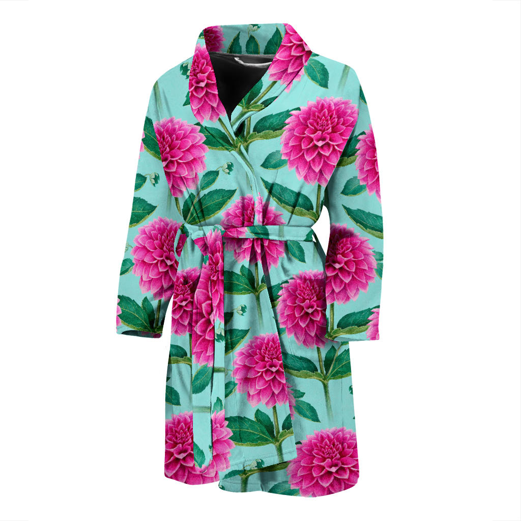 Dahlia Pattern Print Design DH08 Men Bathrobe