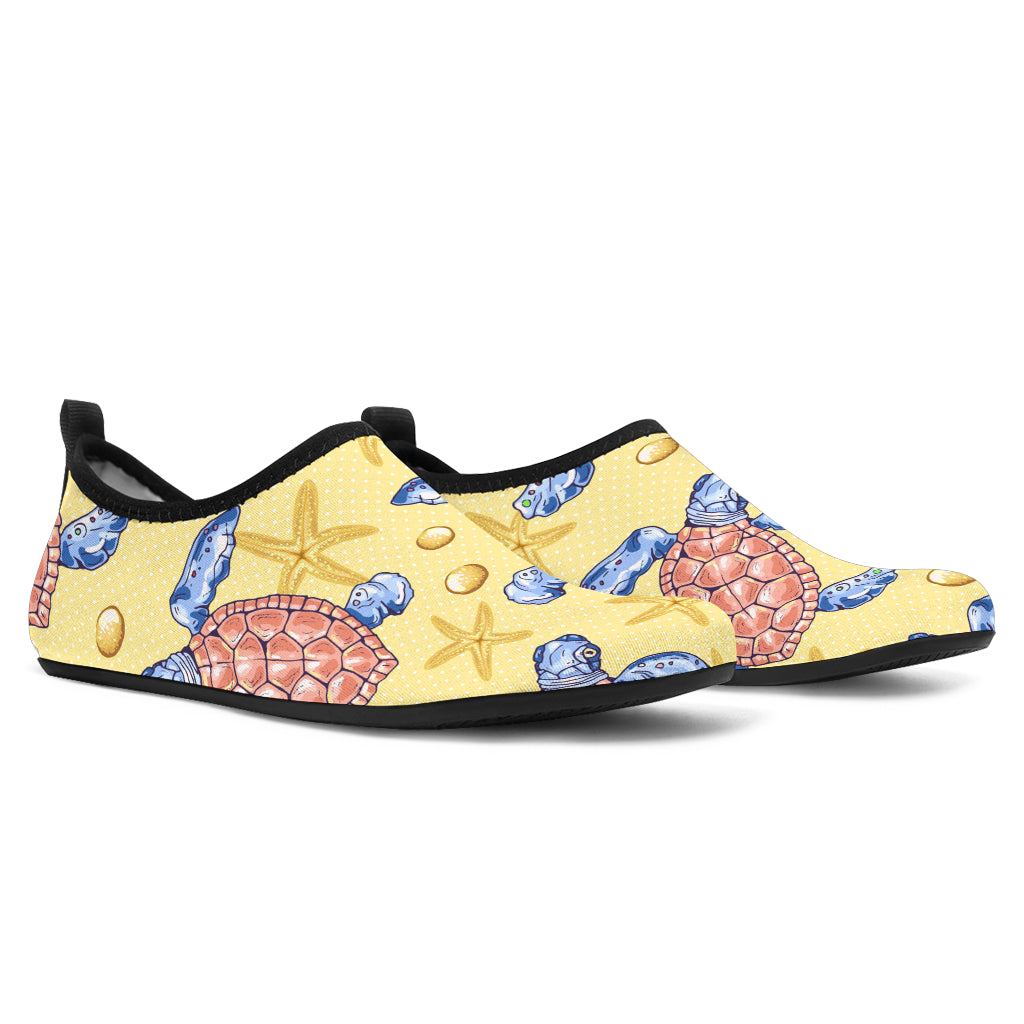 Sea Turtle Pattern Print Design T06 Aqua Water Shoes