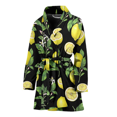 Lemon Pattern Print Design LM02 Women Bathrobe