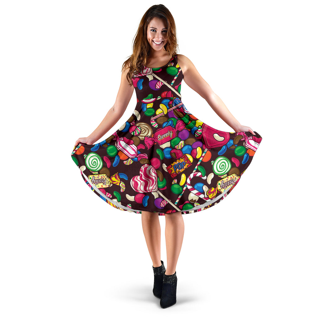 Candy Pattern Print Design CA02 Midi Dress