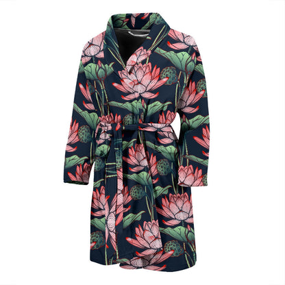 Water Lily Pattern Print Design WL03 Men Bathrobe