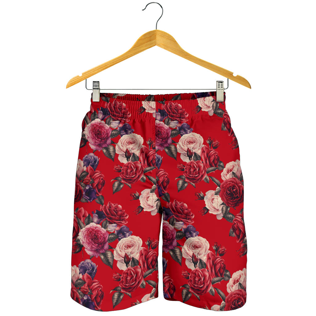 Rose Red Pattern Print Design RO07 Mens Shorts