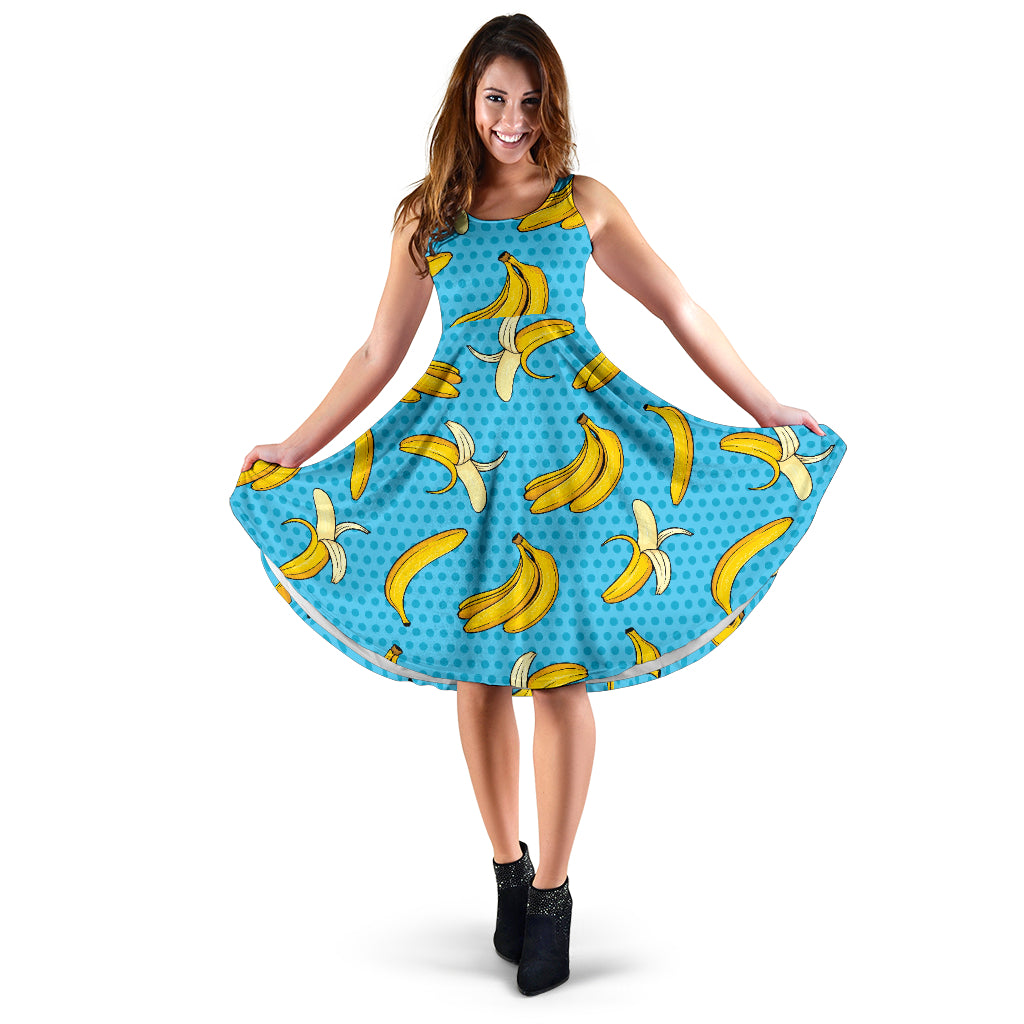 Banana Pattern Print Design BA08 Midi Dress