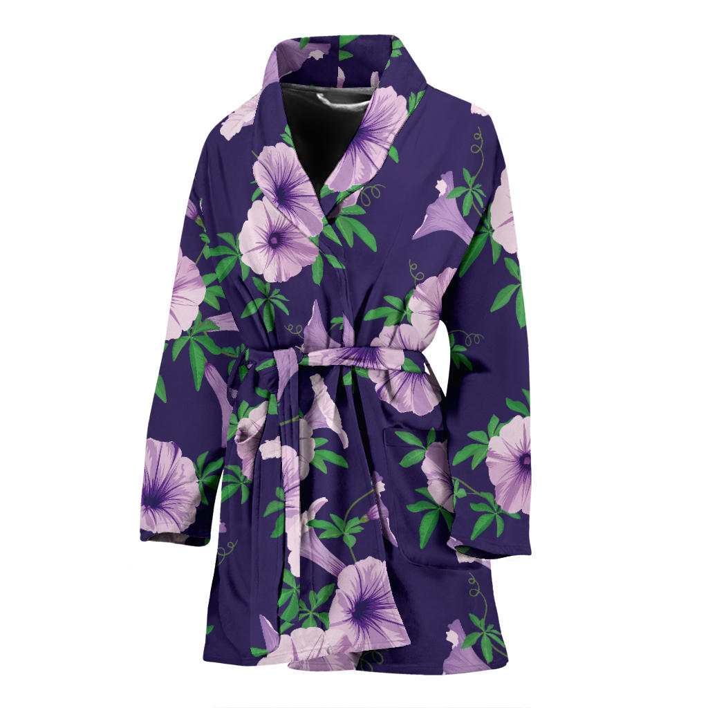 Morning Glory Pattern Print Design MG01 Women Bathrobe