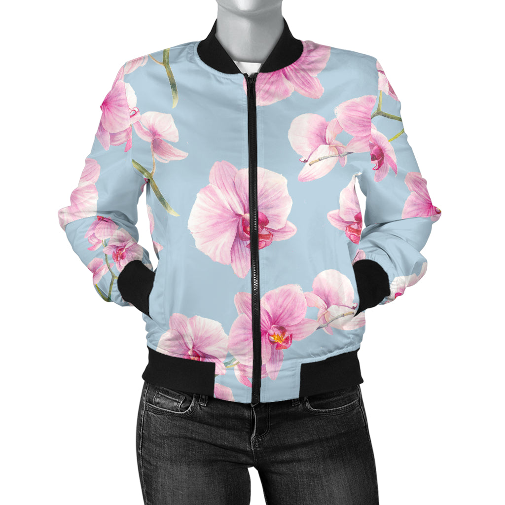 Orchid Pattern Print Design A01 Women's Bomber Jacket