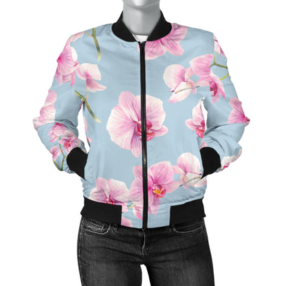 Orchid Pattern Print Design A01 Women's Bomber Jacket