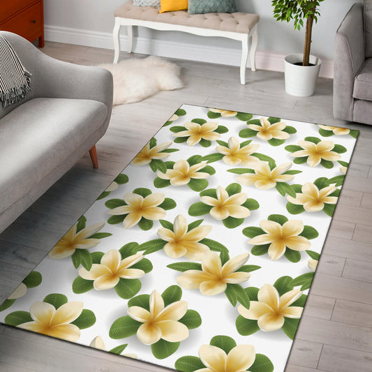 Yellow Plumeria Pattern Print Design PM012 Area Rugs