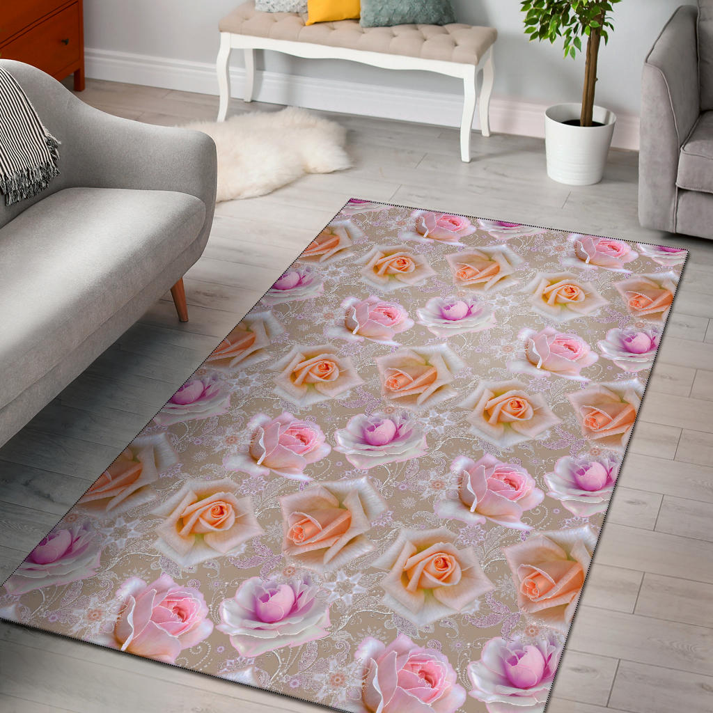 Rose Pattern Print Design RO011 Area Rugs
