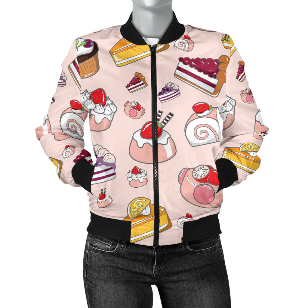 Cake Pattern Print Design 01 Women's Bomber Jacket