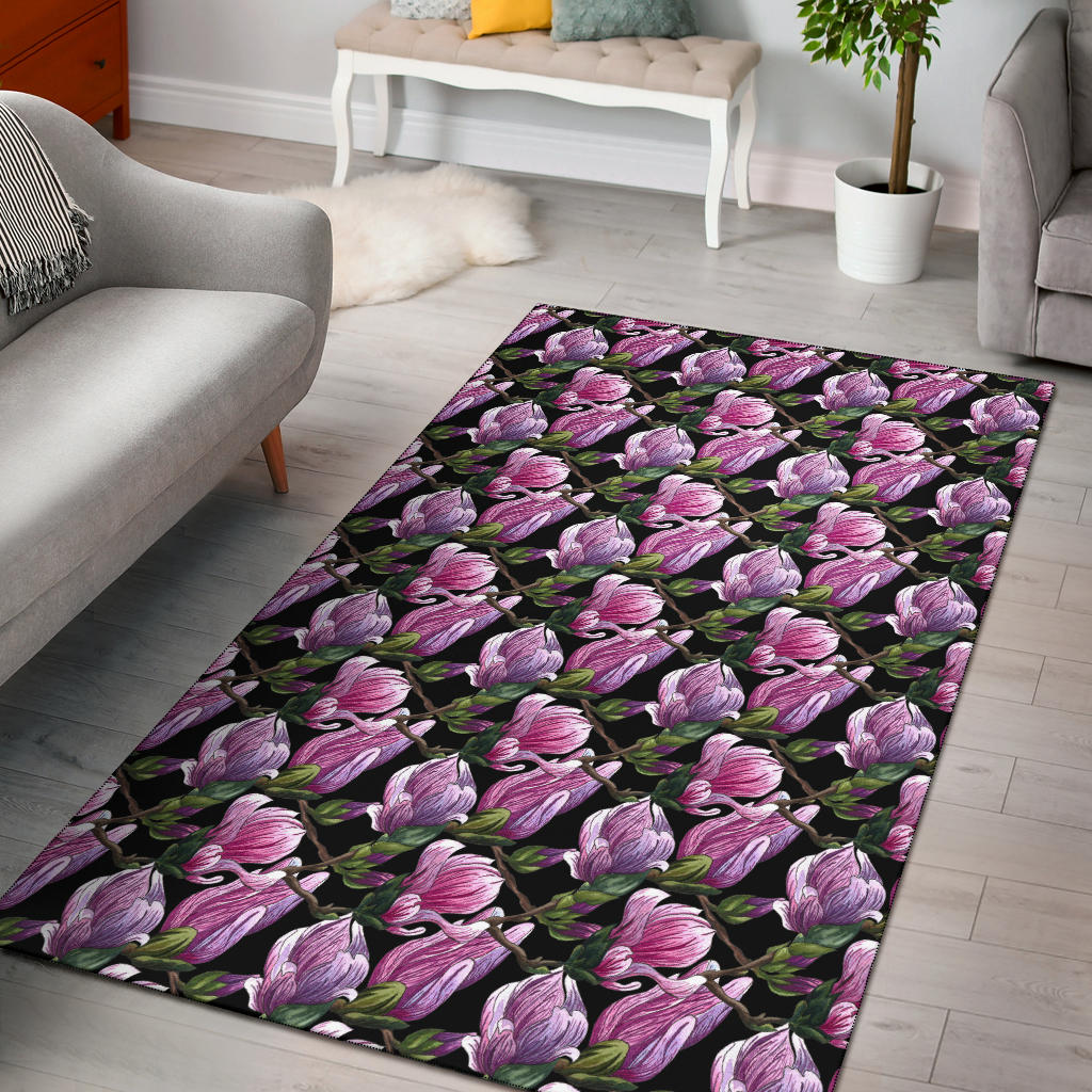 Magnolia Pattern Print Design MAG011 Area Rugs