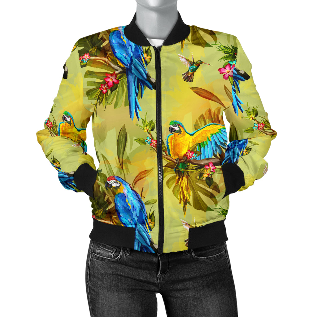 Parrot Pattern Print Design A02 Women's Bomber Jacket